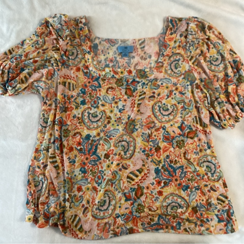 CeCe Multicolor Paisley Blouse